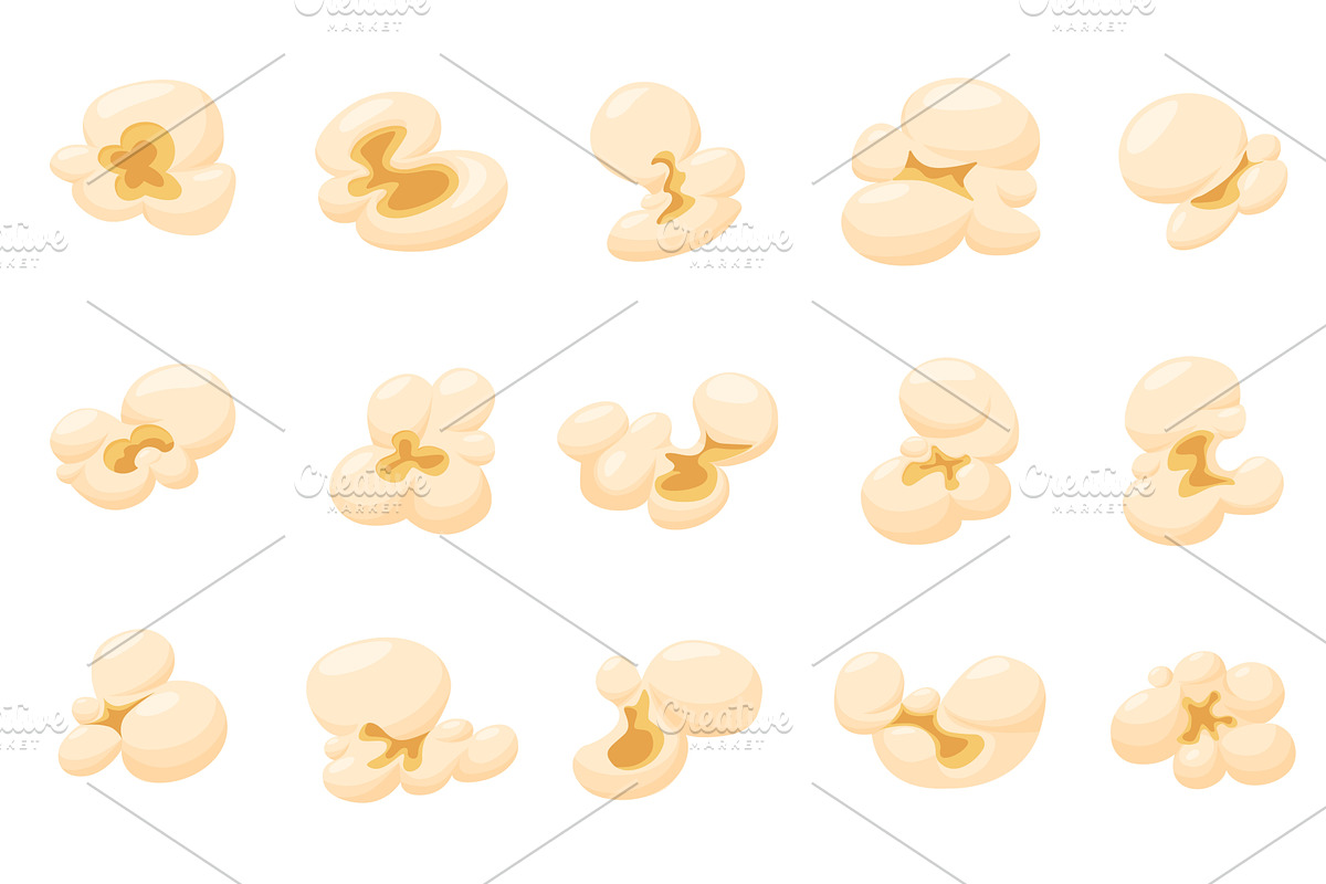 Cartoon popcorn grains. Cinema snack, a Food Illustration by LadadikArt