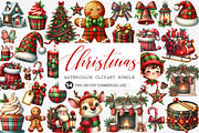 Red & Green Plaid Christmas Clipart, an Illustration by SinaCreation (Thumbnail 1 of 7)