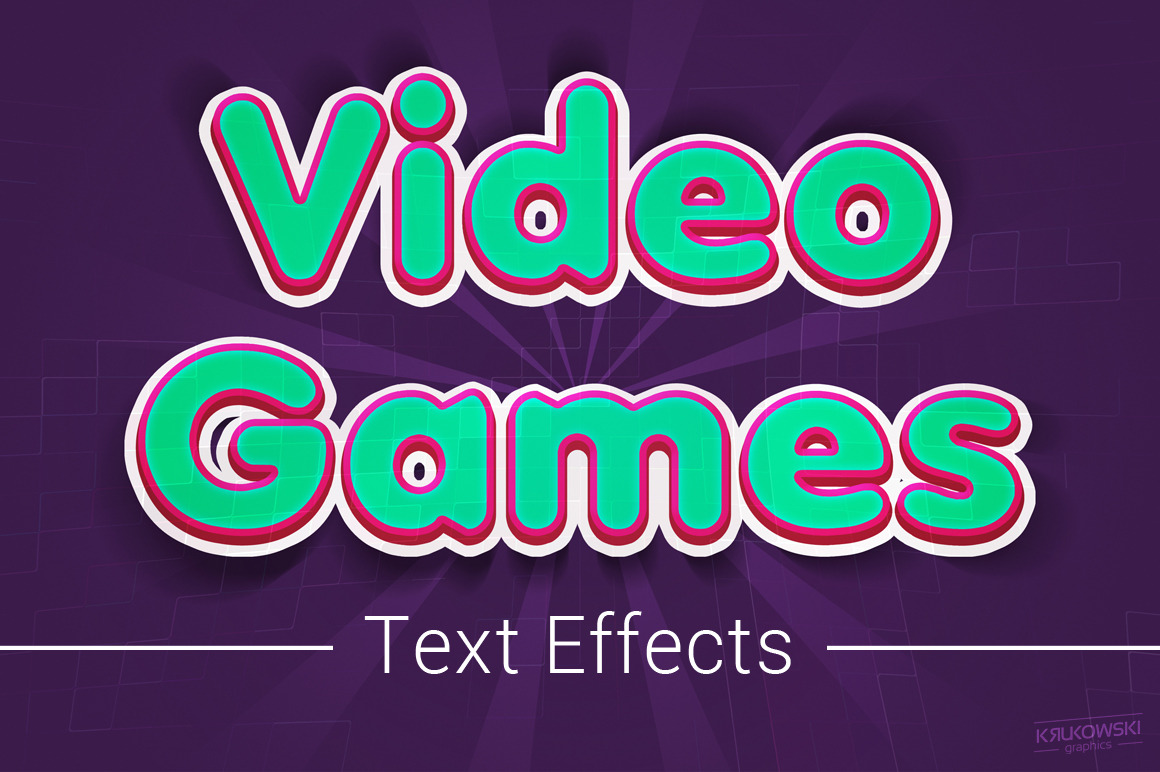 Video Games Text Effects Mockup, A Layer Style Add-On By Krukowski Graphics