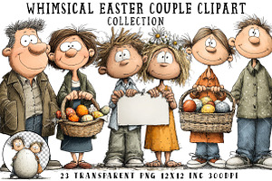Whimsical Easter Couple Clipart, an Illustration by OK Design