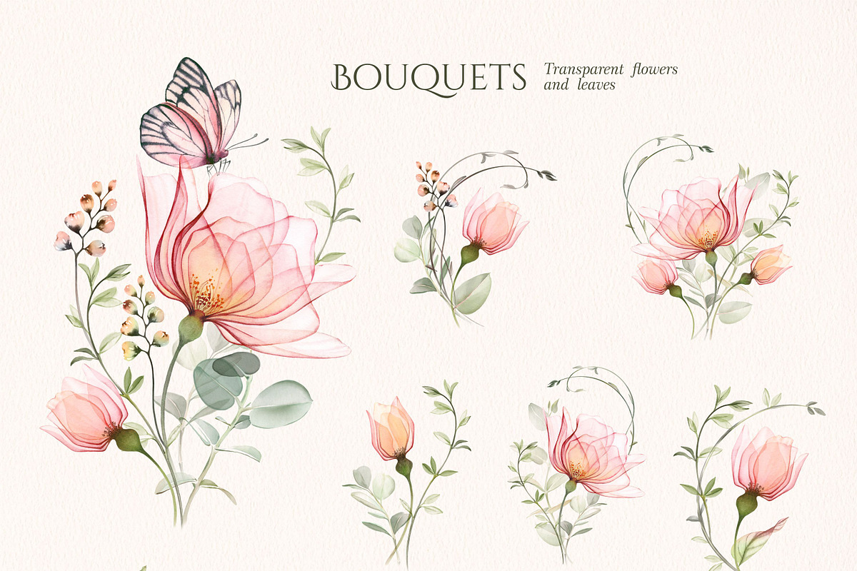 Transparent Blush Garden Watercolor, an Illustration by Akvarelldesign (Photo 2 of 10)