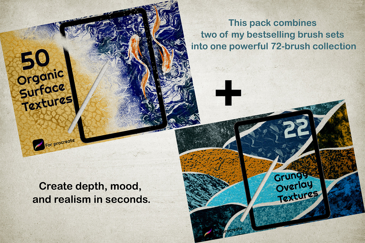 Organic 72 Procreate Texture Brushes, a Brush Add-On by HabitusDesigns (Photo 2 of 14)