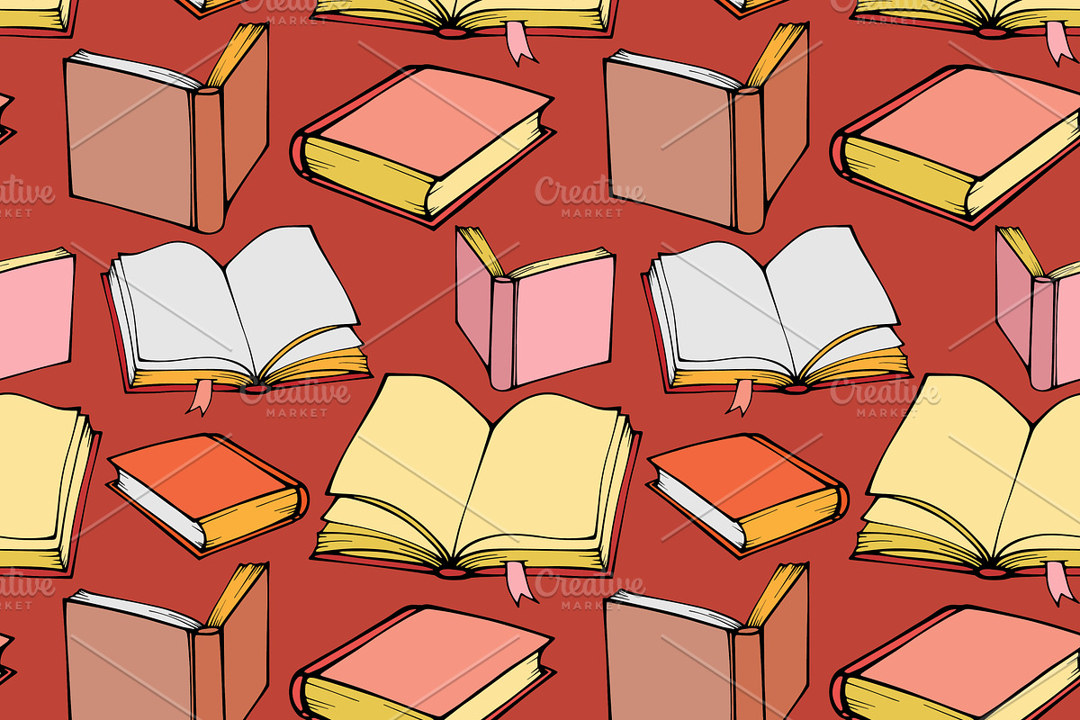 Books seamless pattern, a Pattern Graphic by IreneArt illustrations (Photo 2 of 9)