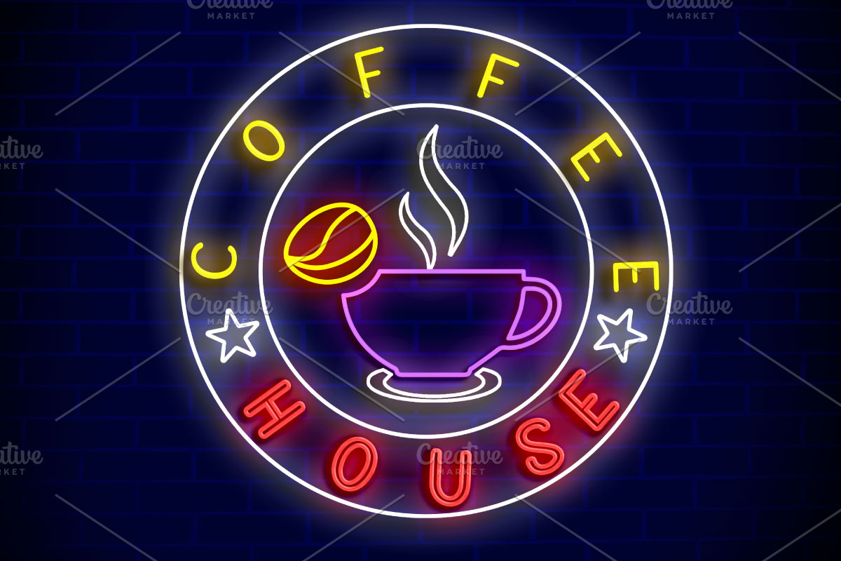 Coffee House Neon Text PSD Editable, a Layer Style Add-On by TrueVector