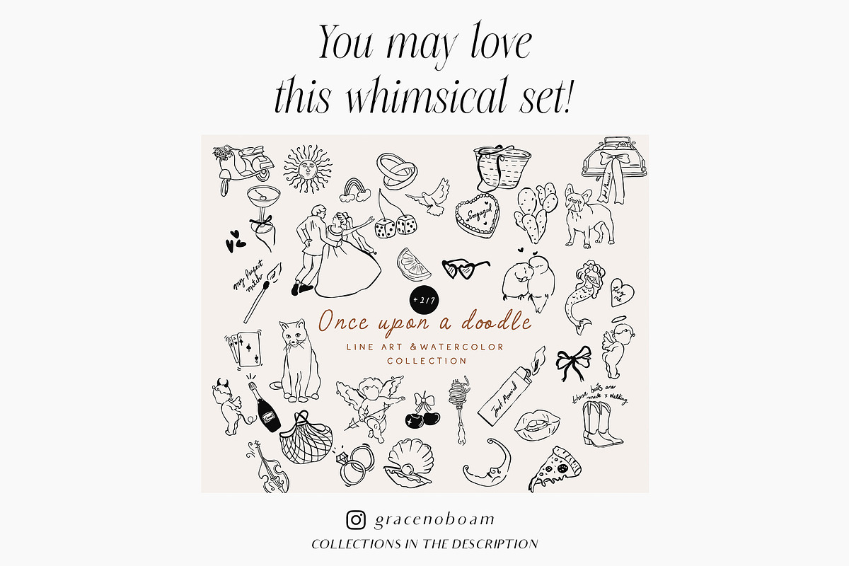 Christmas holiday doodle line art, a Decorative Illustration by Grace Noboa Illustrations (Photo 3 of 10)