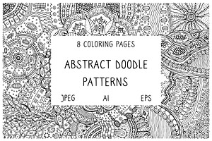 Abstract Doodles - 8 coloring pages