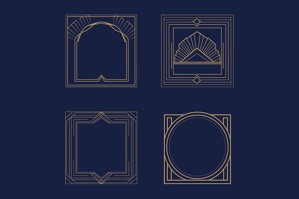 Elegant Art Deco 8 Square Frames, a Decorative Illustration by Stanislav Kharchevskyi (Photo 2 of 3)
