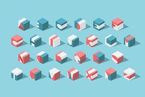 Isometric ABC, numerals and pattern