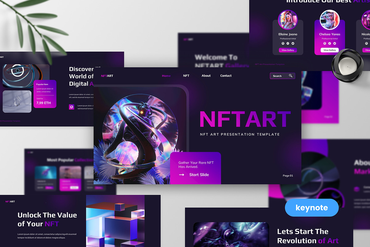 NFTART - NFT Art Keynote Template, a Presentation Template by MtvtdArt (Photo 1 of 6)
