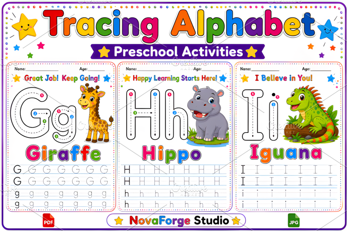 Preschool Alphabet G-H-I Worksheets, a Marketing Template by Ink Gallery (Photo 1 of 2)