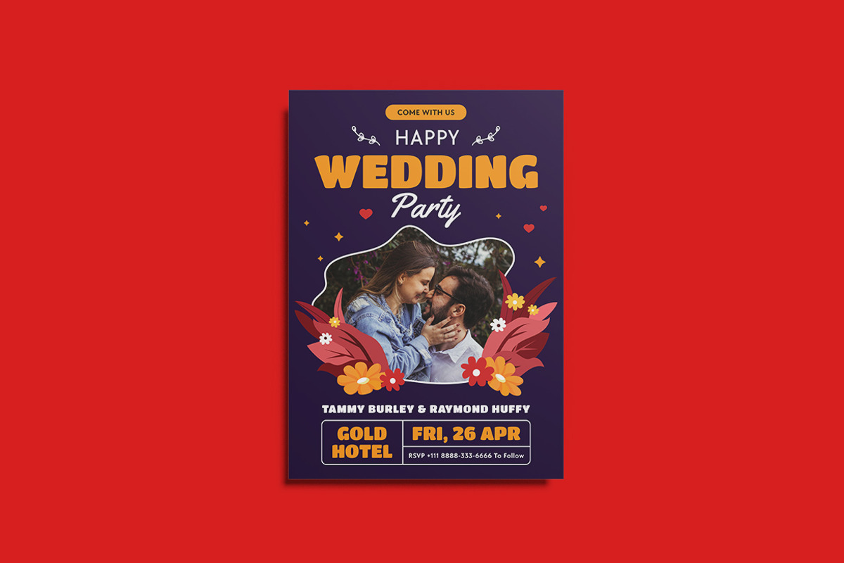 Crusher Wedding Invitation Template, an Invitation Template by iDoodle Studio (Photo 2 of 3)