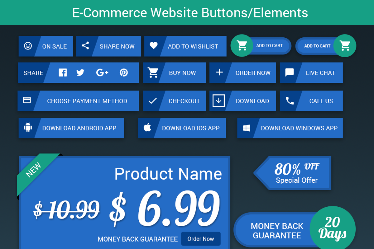 Flat E-commerce Web Buttons/Elements, a Templates & Theme by Saif71 - Shop (Photo 1 of 3)