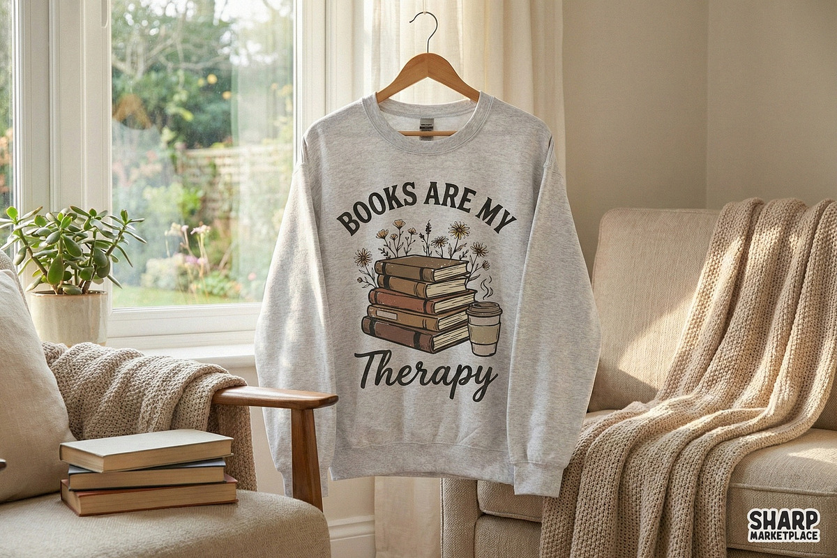 Books Are My Therapy PNG, Stack of, an Illustration by SharpMarketplace (Photo 3 of 4)
