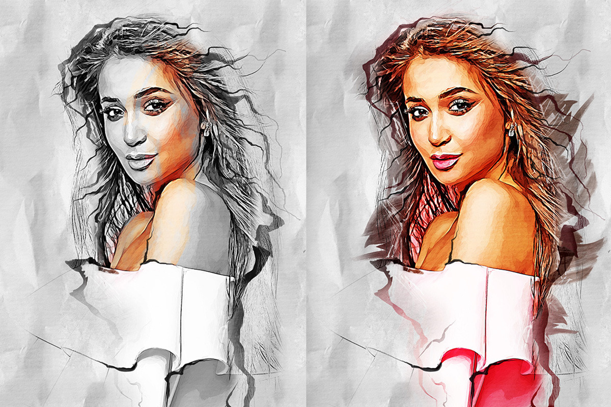 Fashion Sketch Photoshop Action, an Action Add-On by GorynArt (Photo 6 of 24)