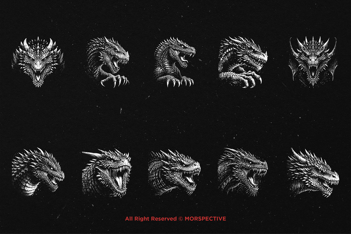 10 Bundle Dark Art Dragon Face, an Illustration by Morspective (Photo 6 of 7)