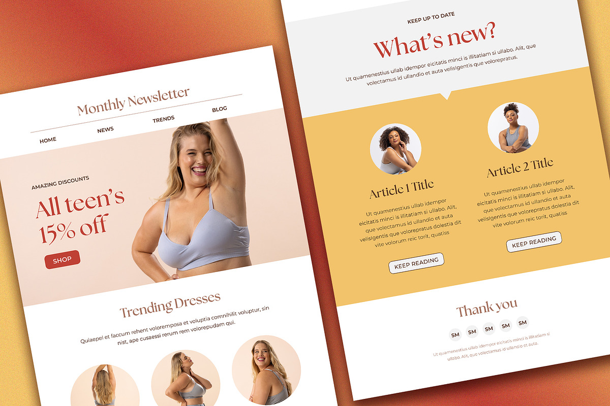 Newsletter Layout with Yellow & Red, a Design Template by wavebreak