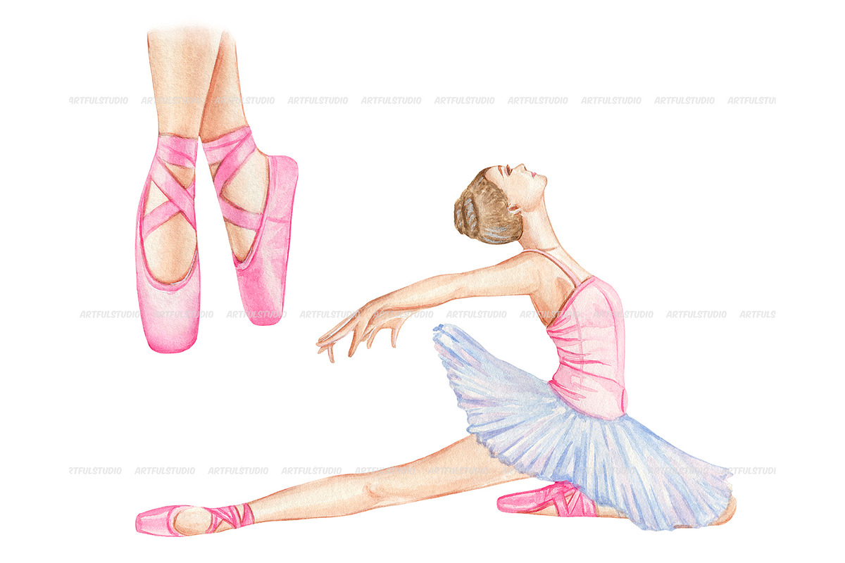 Watercolor Ballerina Clipart, an Illustration by ArtfulStudio (Photo 6 of 9)