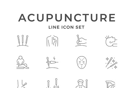 Set line icons of acupuncture, an Outline Icon by motorama