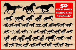 50 Horse Motion Silhouette Vector Bu, an Illustration by Designer_Momina