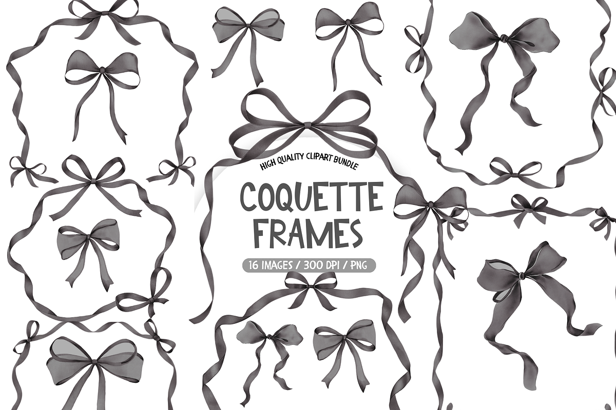 Black Coquette Clipart Bundle, an Illustration by TatiMockup (Photo 1 of 4)
