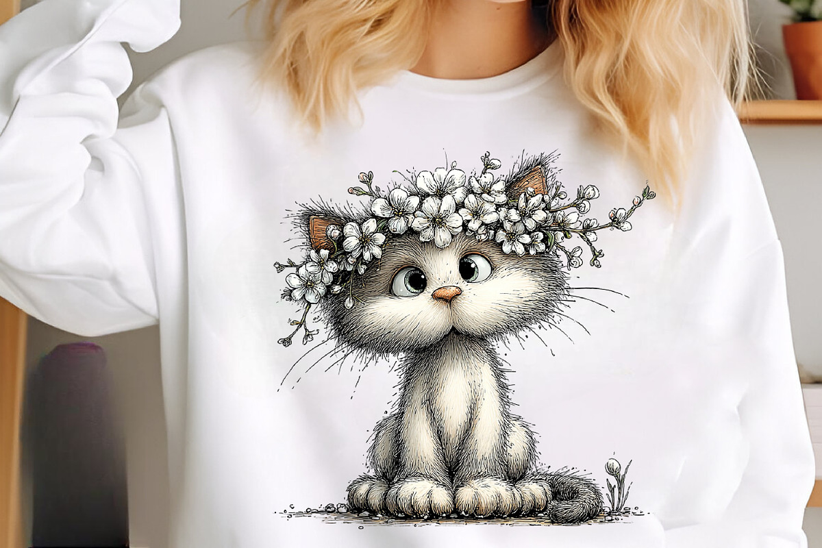 Whimsical floral spring cat clipart, an Illustration by SinaCreation (Photo 9 of 11)