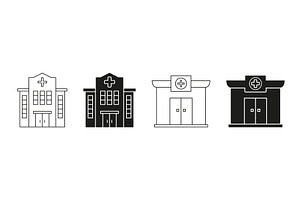 Hospital Building Icons, an Object Illustration by Gentle Studio