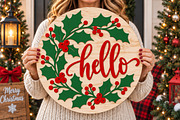 Christmas Hello Ornament Laser Cut, a Seasonal Illustration by Canvas Craft (Thumbnail 2 of 6)