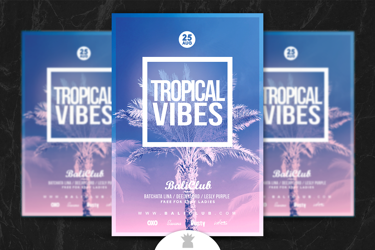 TROPICAL VIBES Flyer Template, a Flyer Template by OVNI-TEMPLATES (Photo 1 of 4)