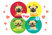 Vector pugs + 3 design templates, an Illustration by Olyzel (Thumbnail 5 of 5)