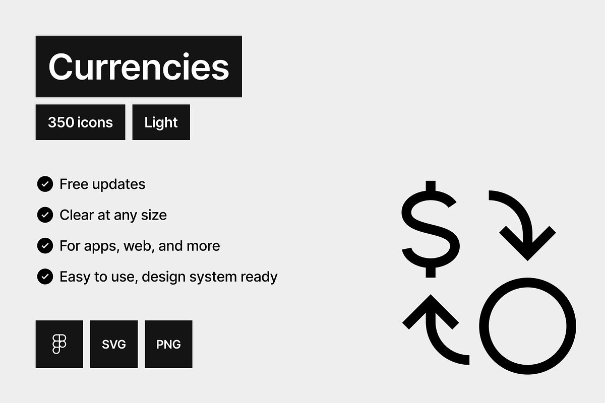 Currencies Light - 350 icons, an Outline Icon by Pictomate Icons (Photo 7 of 7)