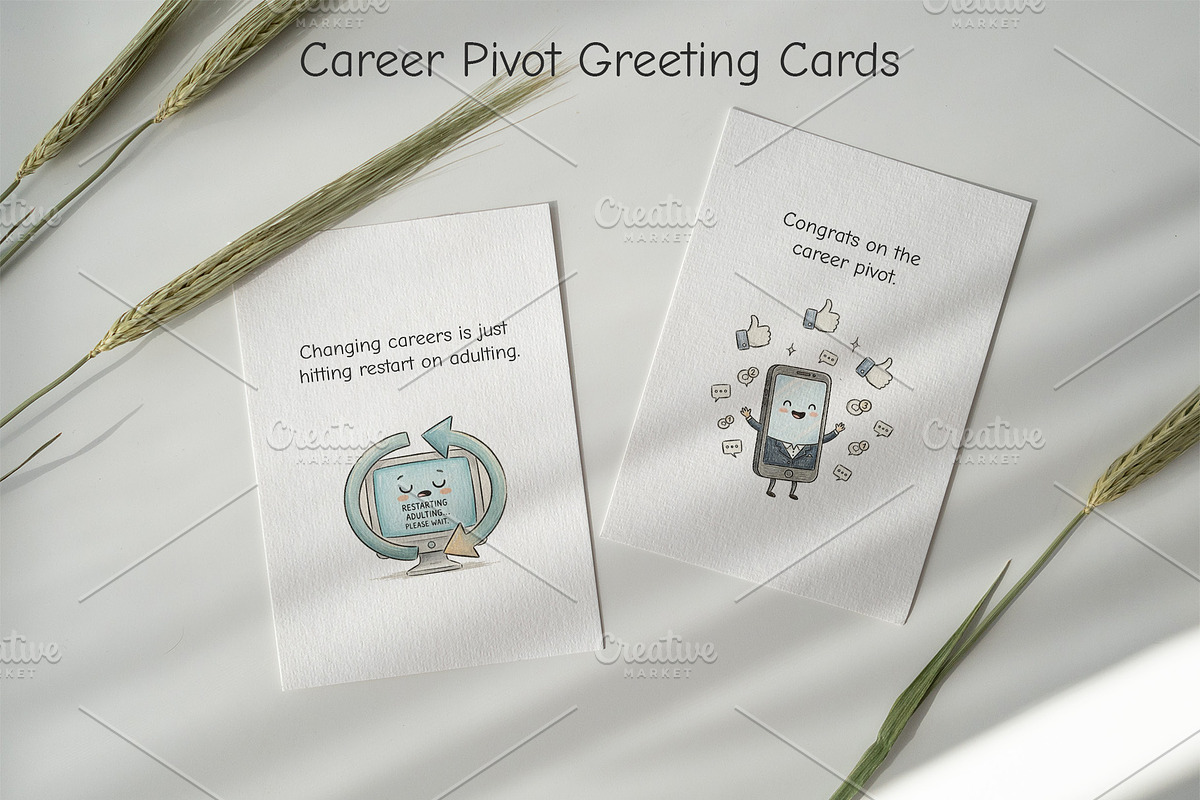 Funny Career Pivot Greeting Cards, a Card Template by Cyrah's Collection (Photo 1 of 3)