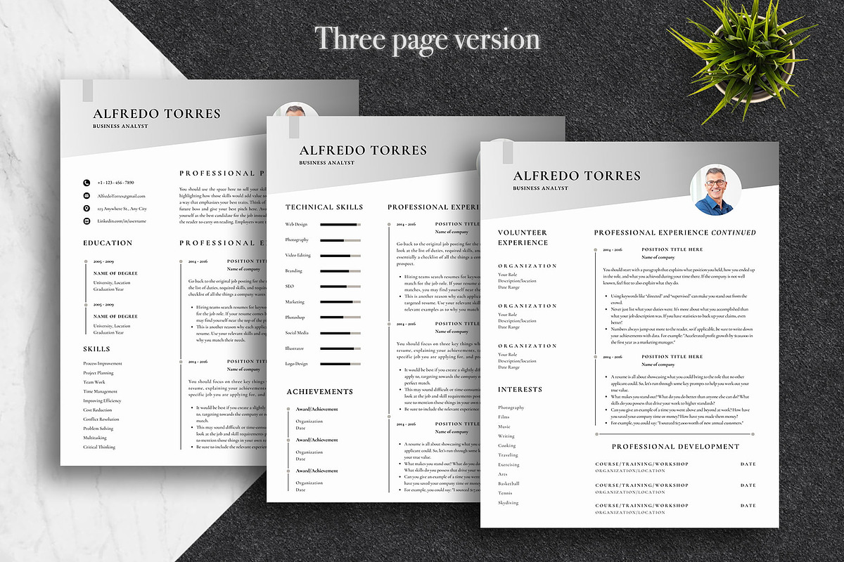 Sleek and Modern CV Template | Canva, a Resume Template by Lux Resume (Photo 3 of 9)