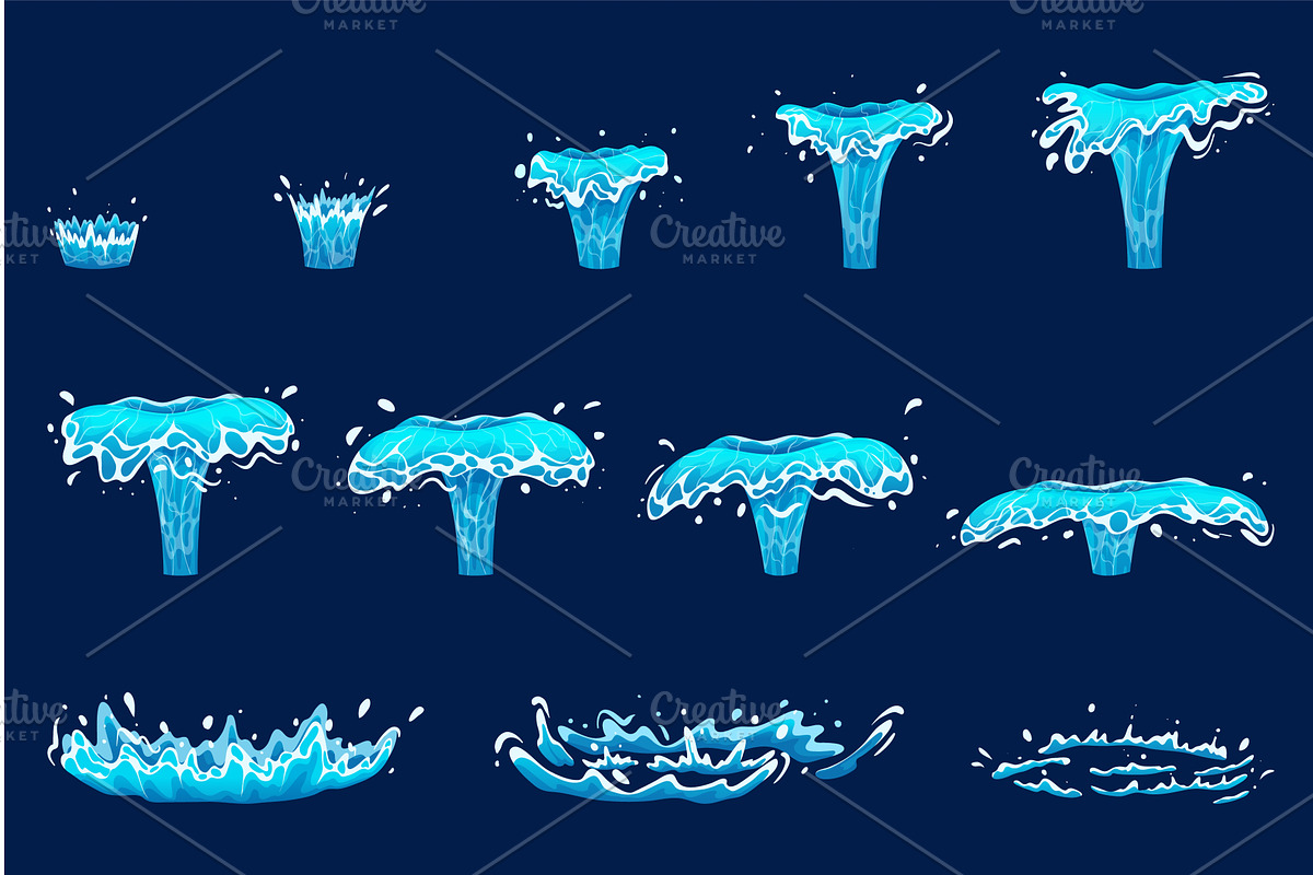 Water splash animation. Liquid crown, an Illustration by Stock-Smart-Start