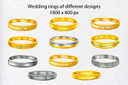 Wedding rings watercolor clipart, an Object Illustration by KathrineWatercolor (Thumbnail 2 of 10)