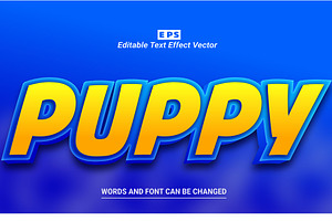 Puppy 3d Editable Text Vector Effect