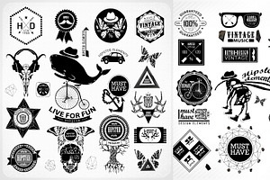 Hipster Label, Icon, Elements Set