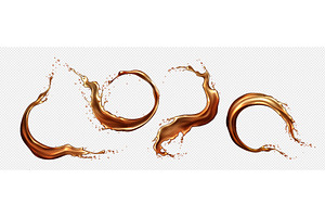 Round coffee splashes on transparent, a Food Illustration by art PVP - market