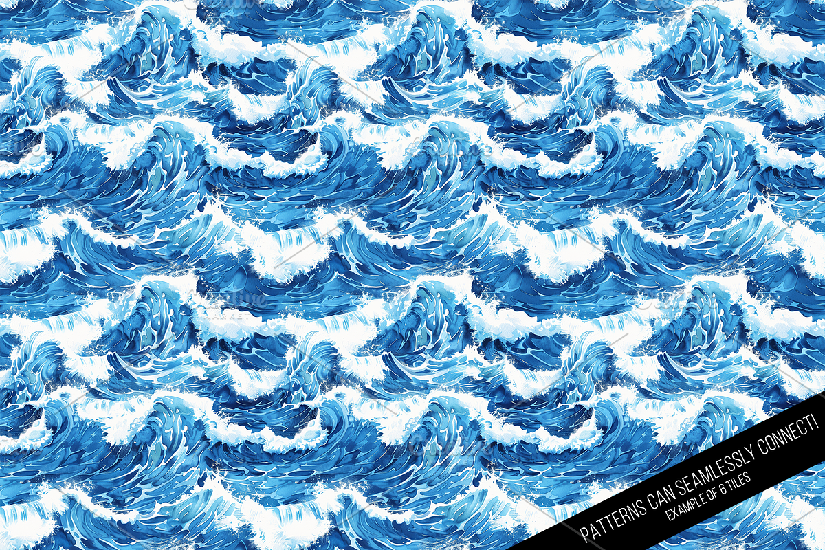 Watercolor Waves Digital Paper, a Pattern Graphic by Chromolume Studio (Photo 18 of 28)