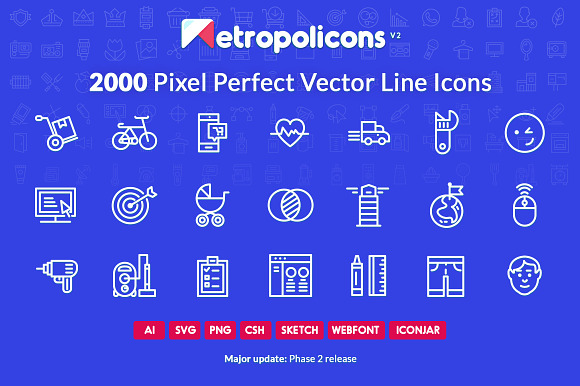 2000 Line Icons Set Metropolicons