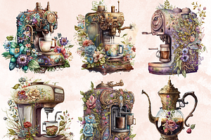 Watercolor Coffee Time Clipart