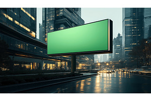 Large Green Blank Billboard In A