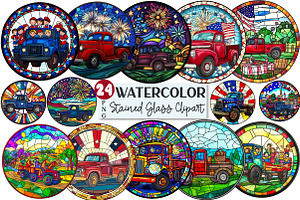 4th of July Truck Clipart, a Seasonal Illustration by Rose Art
