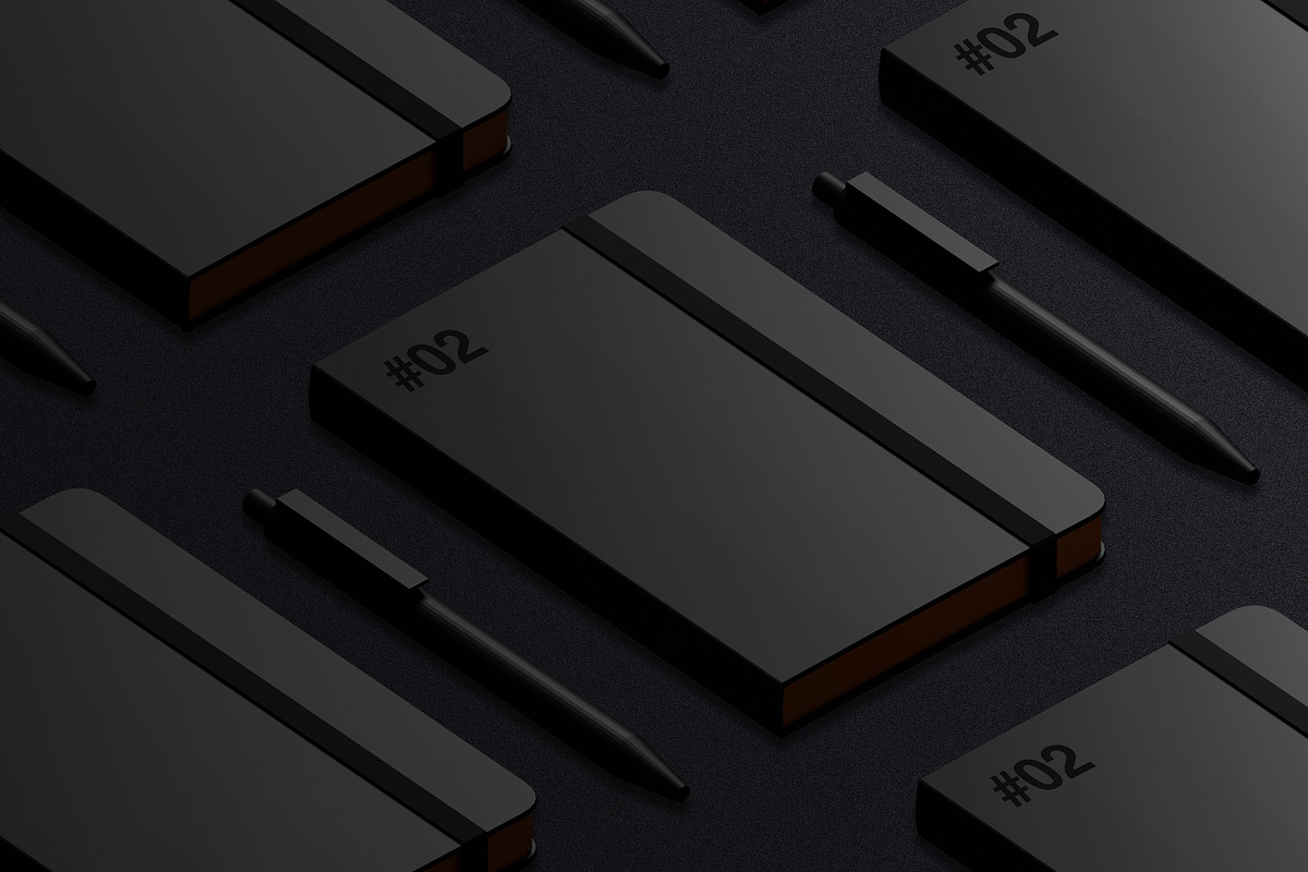 Black Isometric Notebook Mockup, a Print Template by S48 Mockups