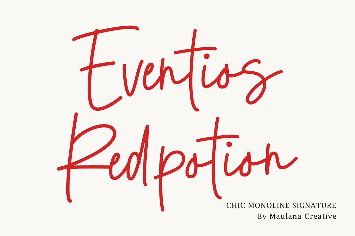 Eventios Redpotion Chic Monoline, a Script Font by Maulana Creative (Photo 1 of 7)