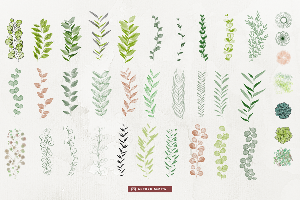 Procreate Garden Leaves Brush Pack, a Brush Add-On by Artbykimmyw (Photo 4 of 7)
