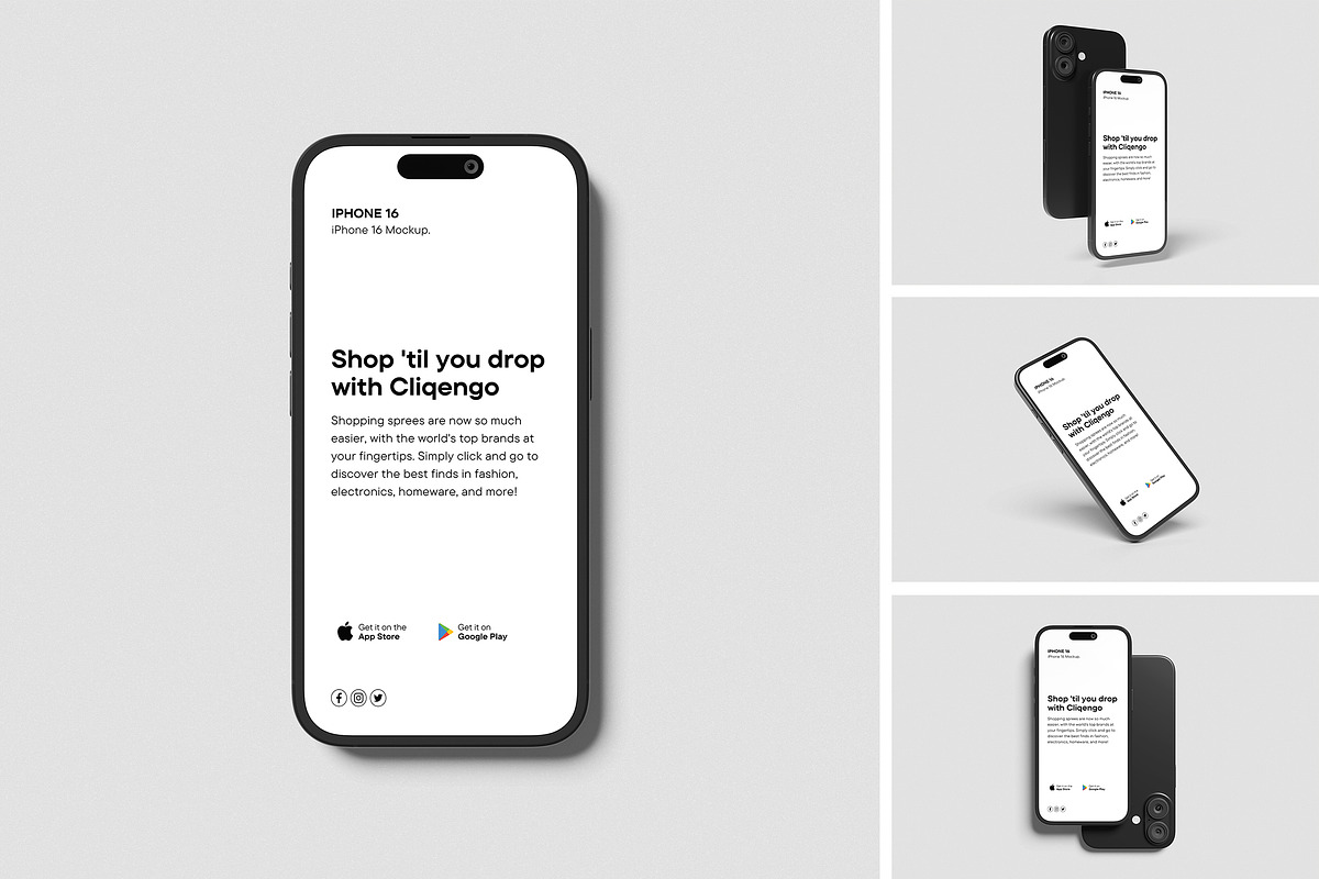 iPhone 16 Mockup, an iPhone Mockup by swsi-studio (Photo 1 of 5)