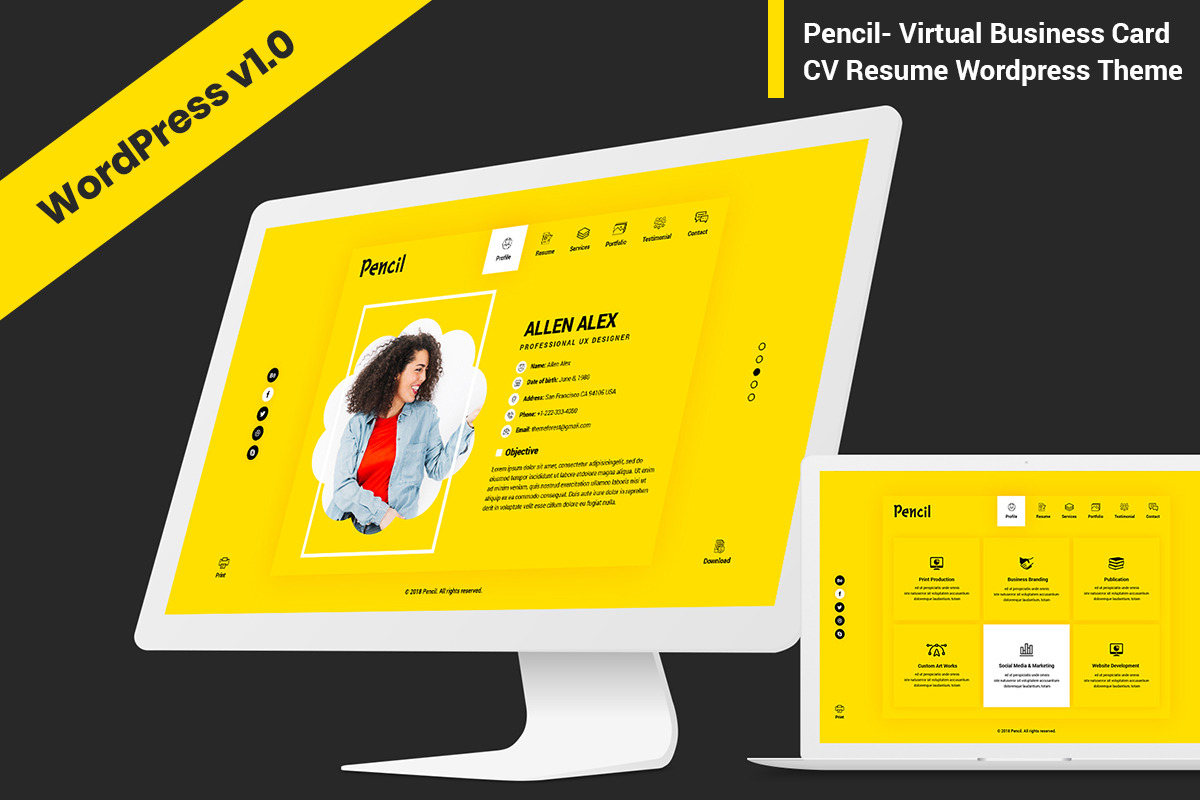 Pencil -  CV Resume WordPress Theme, a WordPress Template by RiveupDigital