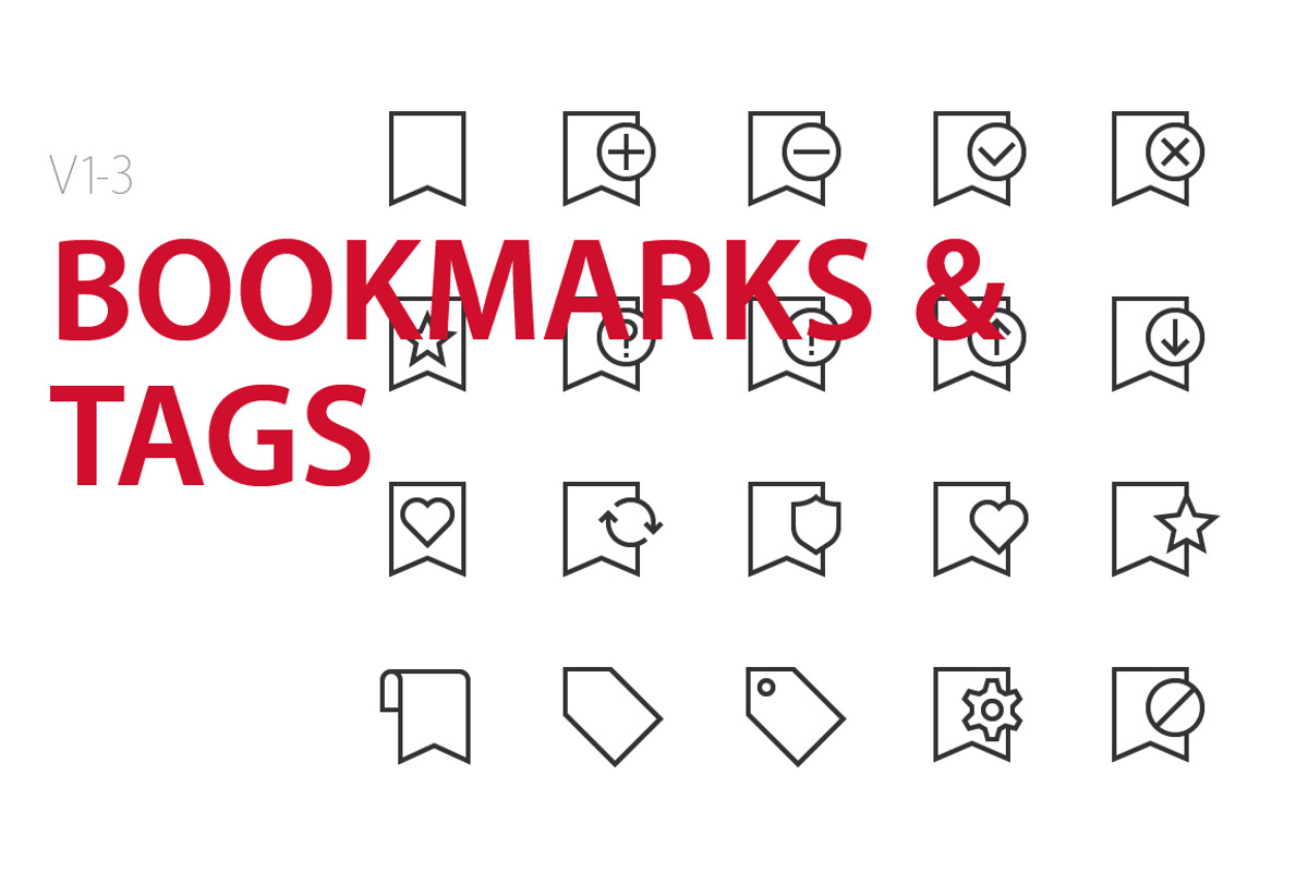 60 Bookmarks & Tags UI icons, an Outline Icon by Palau