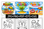 Summer Coloring Pages For Kids, a Seasonal Illustration by Ink Gallery (Thumbnail 2 of 4)