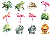 Watercolor Safari Friends Clipart, a Seasonal Illustration by CitraGraphics (Thumbnail 4 of 7)